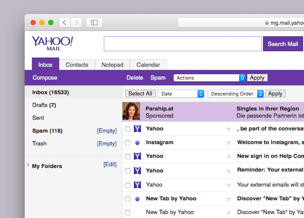 This is so 2010. I want something more modern! Good bye, Yahoo!